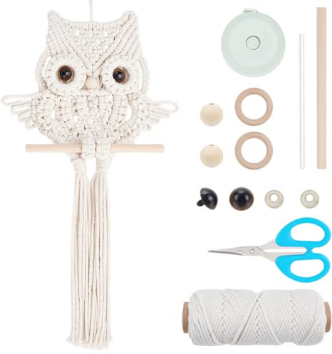 ORIGACH Makramee Wandbehang Set für Anfänger, Makramee Eule Wandbehang Kit Mit Anleitung Makramee Knüpf-Set Zum Basteln und Knüpfen Set für Wandbehang Dekoration Für Das Wohnzimmer