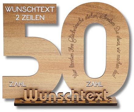 DARO Design - Gästebuch Holz-Schild Geschenk zum 50. Geburtstag Männer Frauen, individualisierbar, mit Wunschtext personalisierbar, Geldgeschenke mit Jahreszahl Deko Hochzeitsgeschenk