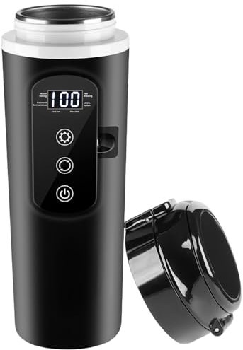12v - 24v Wasserkocher für Auto, 500ml Elektrischer Reisewasserkocher Edelstahl mit 12 Volt Zigarettenanzünder für Heißwasser Kaffee Tee, KFZ Lkw Reise Camping, (50W-100W)
