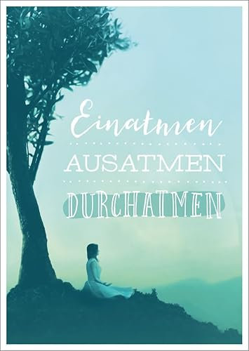 Gutsch Verlag Geburtstagskarte - Weisheit & Entspannung: Meditations-Postkarte mit Atemübungen, Ruhe-Baum-Motiv, Frau & Blauem Himmel - Frieden & Balance