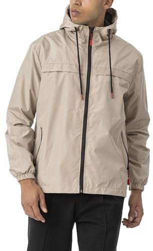 Redbridge - Diga Veste de pluie légère mi-saison pour homme avec poches zippées, imperméable et coupe-vent, beige, taille XL, beige, XL