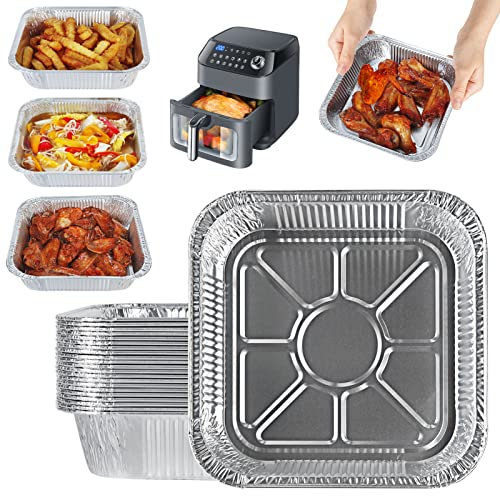 cake collarAir Fryer Aluminum Foil Food Containers, 8 Inch Square Air fryer liners, 30 Pack, Air Fryer Accessories for COSORI, Ninja, Tower Baking/Cooking/Roasting