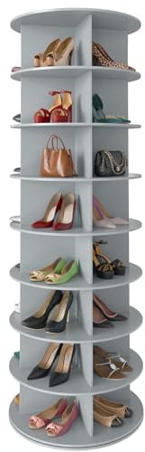 SpaceAid Drehbares Schuhregal mit 8 Etagen, drehbares Schuhregal, drehbares Schuhregal, 360° drehbares Schuhregal, Aufbewahrung, rundes Karussell, vertikale Handtasche, drehbare Schuhe