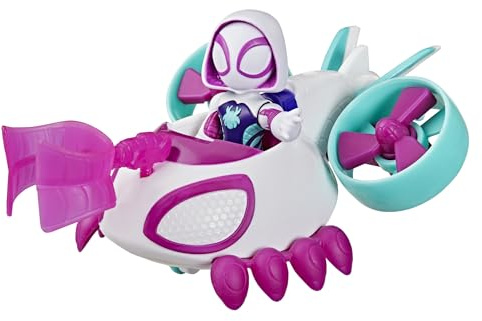 Marvel Spidey und Seine Super-Freunde Ghost-Spider Helikopter Spielzeug mit Action-Figur (7,6 cm) und Accessoire, Superhelden-Spielzeug für Kinder ab 3 Jahren, Purple