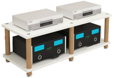 audio rack hifi regal Doppelt Breites Verstärker-Rack-Regal, 2-, 3- Und 4-stufige Stereo-Ständer Für HiFi-Audiogeräte, Entertainment-Schrank – Holzbeine, Eck-Entertainment-Center(H-46cm/18.1in)