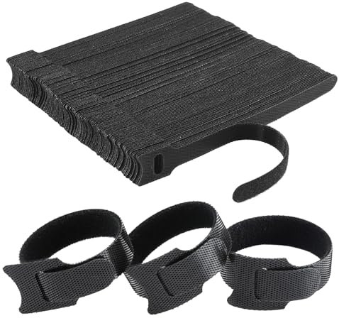 Lot de 100 serre-câbles Velcro noirs – 150 x 12 mm – Serre-câbles réutilisables avec fermeture Velcro – Gestion des câbles pour la maison, le bureau et le jardin