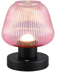 Kleine LED Akku Tischleuchte QUENYA mit Glasschirm Violett, Höhe 18cm |
