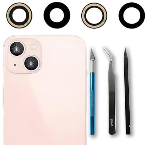 2‑Stück‑Set Ersatz‑Kameraglas für iPhone 13/13 Mini, Reparaturset | 2‑teiliges Set passgenauer Kamera‑Ersatzgläser für iPhone 13 / 13 Mini, inklusive Reparaturwerkzeugen.