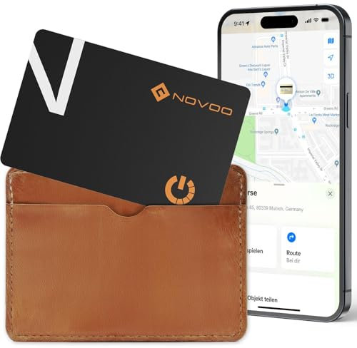 NOVOO Dünne Geldbörsen Tracker Karte Air Smart Tag Card funktioniert mit Apple Find My (nur iOS), Bluetooth Item Finder Gegenstandsortierer für Gepäckanhänger, Telefon, Reisepässe