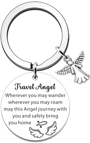 SDOFY Guardian Angel Keyring Guardian Angel Gifts Travel Angel Pendant Keychain Good Luck Gifts for Women Travel Gifts for Women Family Friends Graduation Gifts
