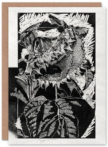 Artery8 Reijer Stolk Art Card Sunflower Abstract Black White Flower