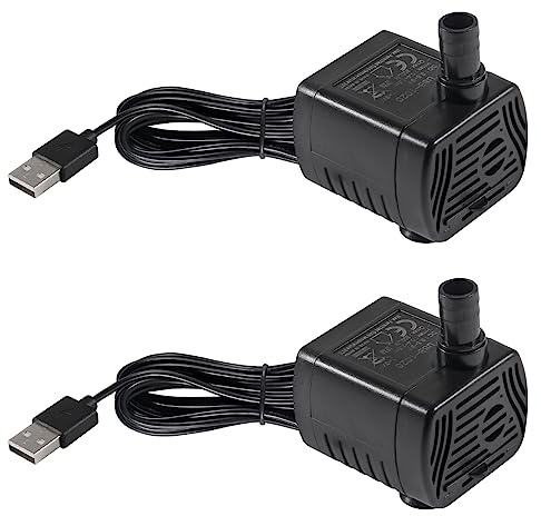 Lot de 2 mini pompes à eau submersible 3 W USB DC 3,5 V-9 pour aquarium, réservoir de poissons, fontaine, hydroponique, eau caractéristique dans les fontaines intérieures