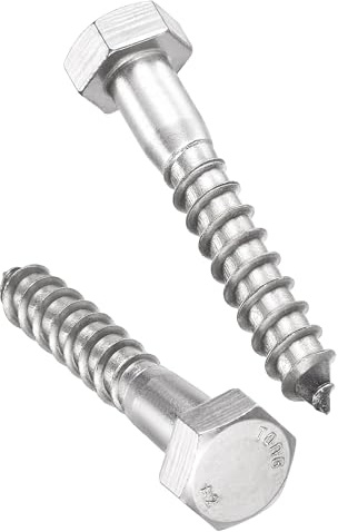 TA-VIGOR 5Pcs Coach Screws, M12 x 70mm Hex Head Lag Bolts, 304 Stainless Steel Sleeper Concrete Wood Screw Hexagon Lag Half Thread Self-Tapping Bolts for Outdoor Use in Decking, Fencing