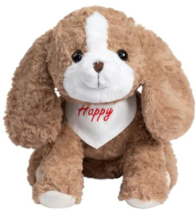 BEJOY Plüschhund mit Happy Schal, Süß Stofftier Spielzeug Weich Kuscheltier