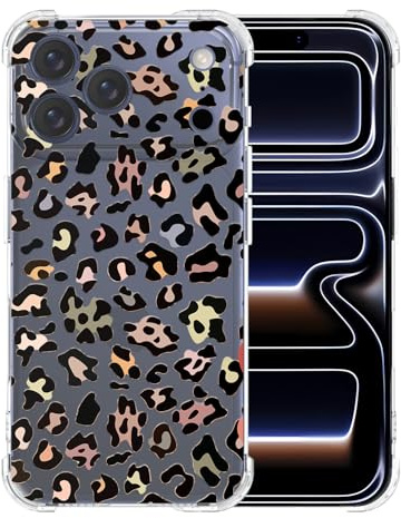 CAROKI Clear Vintage Phone Case for iPhone 17 Pro,Leopard Print Pattern Durable & Slim Fit Shockproof Soft Lightweight Protective Case for iPhone 17 Pro