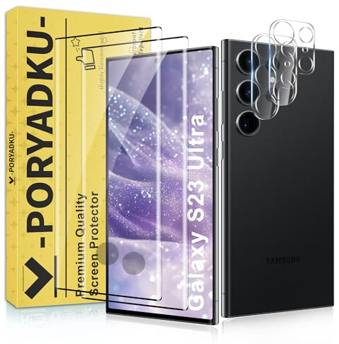 2+2 Pack for Samsung Galaxy S23 Ultra Screen Protector Tempered Glass + Camera Lens Protector, Bubble-Free Installation, Fingerprint Touch ID Compatible, HD Clear, Scratch Resistant for S23 Ultra 6.8