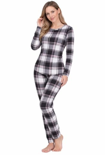 Good Deal Market Langer Damen-Pyjama Schlafanzug 36/38-S - 48/50-XL Zweiteiliges Set Herbst Winter Baumwolle Schlafoutfit Schlafbekleidung