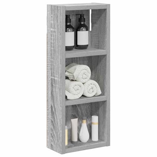 vidaXL Badezimmer-Wandschrank mit Regal Graues Sonoma 20 x 10 x 50 cm, Moderner Badschrank, rechteckiges Regal, funktionale Aufbewahrung, platzsparende Lösung, stilvolles Design