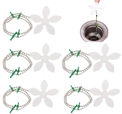 Générique Attrape-Cheveux pour Drain De Douche – Ensemble De 5 Chaînes De Fleurs, Attrape-Cheveux pour De 40 Cm | Pièges À Chaîne De Douche en Forme De pour Bloquer Les Débris, Évier À Cheveux,