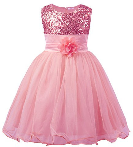 JerrisApparel Principessa Ragazza Fiore Paillettes Festa Matrimonio Vestito (8 Anni, Rosa Chiaro)