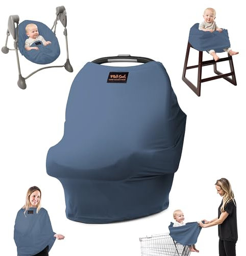 Milk Snob Original 5-in-1 Luxe Bezug – Multifunktionale Babytrage mit Stilltop-Funktion | Stilltuch für unterwegs, Kinderwagen Sonnenschutz, Bezug für Babyschale, etc. (Ocean Blue)