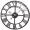 YAKOK 40CM Metal Silent Large Wall Clock Roman Numerals Vintage Iron Wall Clocks Design Clock for Living Room, Kitchen, Bedroom, Office (Pink)