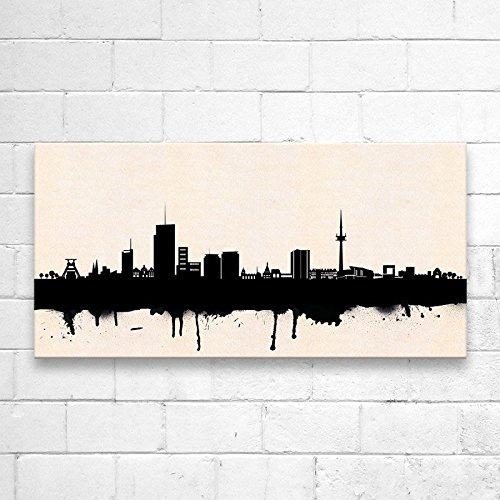 Kunstbruder Essener Skyline - Schwarz/Weiß 50x100cm - by Stadt Essen Kunstdruck 2cm (div. Varianten/Größen)- Leinwandbild Wandbild/fertig aufgespannt/fertig zum aufhängen