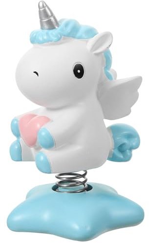 Amosfun Einhorn Wackelkopf Ornament Aus Umweltfreundlichem Harz FüR Auto Schlafzimmer Und BüRo Dekoration SüßEs Geschenk FüR Familie Und Freunde