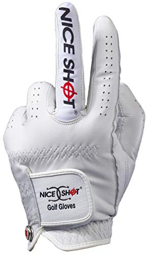 Nice Shot The Bird Golf Glove White Cabretta Leather Men's Left Hand - Extra Large