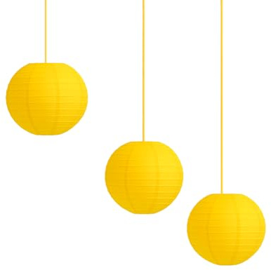 Paper Lanterns Mix Color Packs of 3 Round Paper Lanterns Lampshade Party Decorations (All Yellow, 12 (30 Cm))