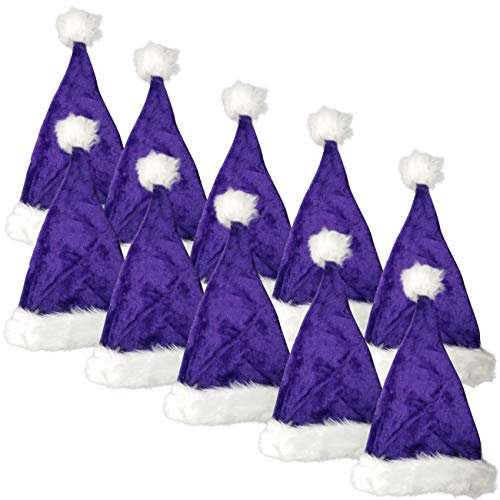 Ciffre 10 er Set WEIHNACHTSMÜTZE NIKOLAUSMÜTZE PLÜSCH DICKER FELLRAND für alle KOPFGRÖßEN Erwachsene und Kinder