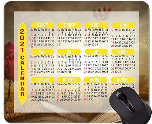 Yanteng Mouse Pad 2021 Kalender, Buch Landschaft Natur Mouse Pad Mat