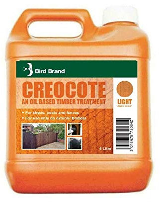 RnT Creocote Oil Based Exterior Timber Treatment Varnish Shed Post Fences Fence Home Garden Outdoor Indoor Wood Stain Treatment Wooden Black Dark Brown Light Brown 4 Liter (4 litres, Light Brown)