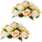Inweder Sfere Fiori Matrimonio Centrotavola - 2 Pezzi Bouquet di Palline di Fiori Artificiali Fiori Finti Sfere di Rosa di Seta con Base per Matrimoni Tavolo Feste Arredamento Casa Champagne & Bianco