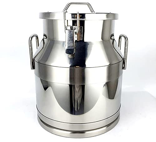 WSAH Heavy Duty Farm Milchkanne mit versiegeltem Deckel, 304 Edelstahl Weineimer Milchkanne Eimer Milchtransportfässer Tragekrug Wasserflasche Teekanne zur Flüssigkeitslagerung,50L