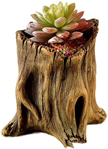 ZXKYZR8 Fioriera in legno da giardino in piedi per interni ed esterni, scultura in legno vaso di fiori succulento serpente pianta di bambù contenitore di cactus rustico radice tronco tronco ceppo vaso