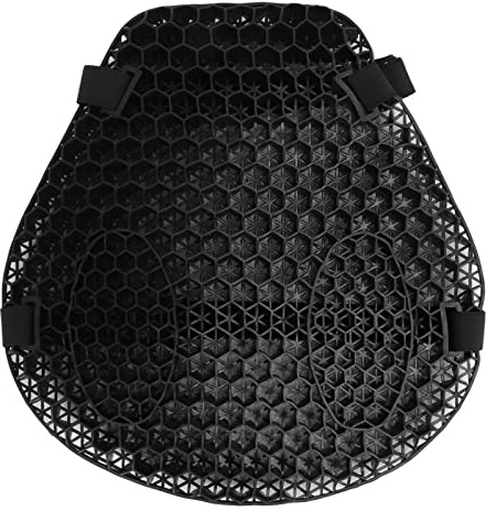 Motorcycle Gel Seat Cushion, Motorcycle Seat Gel Pad 3D Shock Absorption Mats, Reduce Fatigue Comfortable Breathable Cooling Mesh Seat Pad Large for All Motorbikes, Black