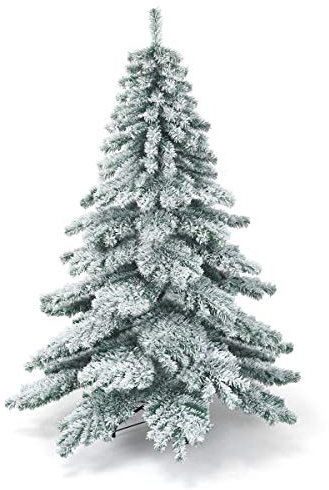 LIFEZEAL künstlicher Weihnachtsbaum mit Schnee, schneebedeckter Christbaum, beflockter Kunstbaum mit großen Blättern, inkl. Metallbasis (180cm)