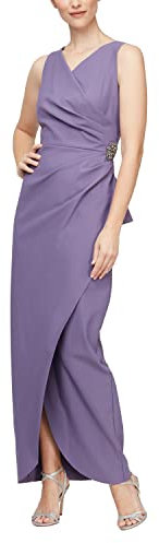 Alex Evenings Damen Abnehmen Lange Seite Geraffte Kleid mit Cascade Rüschen Rock, ICY Orchidee, 40
