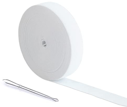 AHPYEUHK Gummiband Nähen 12M Gummiband Breit 35mm Weiß Hosengummi Breites Gummiband Elastisches Band Elastic Band für DIY Handwerk Nähzubehör