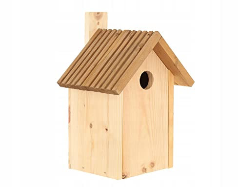 MAZUR Vogelfutterhaus aus Holz | 12.5x13x28cm | Nistkasten | Vogelfutterspender | Vogelfutterstation | Vogelhaus | Vogelhäuschen | Wetterfest | Kleinvögel, Gartenvögel, Singvögel, Wildvögel