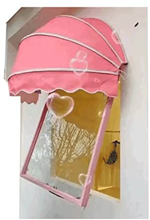 zklaseot Einziehbare Markise, Kuppelstil Fenster Markise, Türüberdachung PU Wasserdicht Zusammenklappbar for Den Außenbereich Tür Veranda Dekoration (Farbe : Rosa, Größe : 100x60cm)