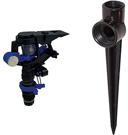 Aqua Control C2283B Aspersor de Impacto & C170625 - Pincho Porta aspersor, Color Negro