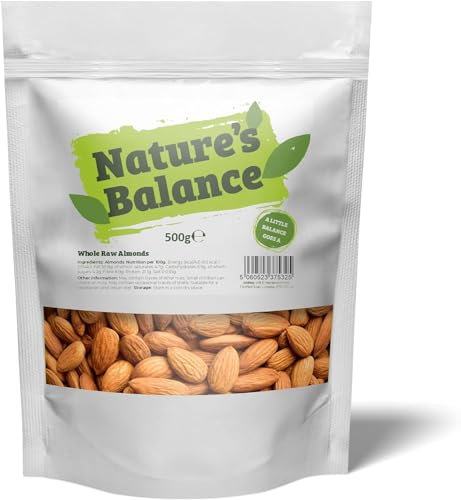 Natures Balance Whole Almonds Raw Vegan Nuts Unsalted, 500g
