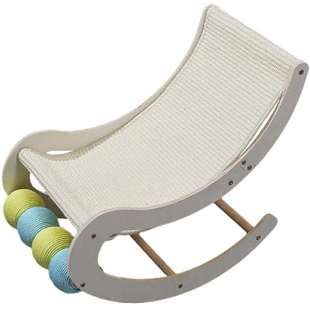 Fonowx Cat Hammock Bed Cat Scratching Post Rocking Chair Sleeping Supplies Furniture Protector Cat Swing Chair for Cats, White