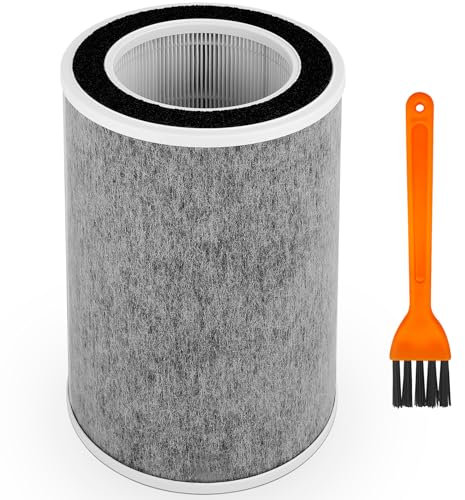 Ersatzfilter für Shark HP201 HP202 Clean Sense Max, kompatibel mit HP200 HP301 HP302 HC500 HC501 UA205 AP1000 True HEPA-Filter, vergleichbares Teil HE2FKBASMB HE2FKBAS HE2FKPET HE2FKPRO, 1 Stück, Grau