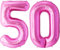 FUNFEST Ballons Anniversaire 50 Ans Couleur Rose de 100cm – Décoration Ballon Anniversaire – Inclus Ballon 50 ans XL & Paille - Vole avec de l’hélium - Ballon Réutilisable de Qualité Supérieure