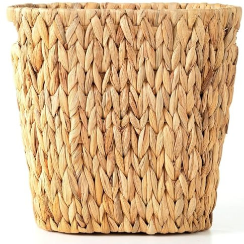 Rlosjin Poubelle en osier avec poignée intégrée, pour salle de bain, salon, bureau, cuisine, camping-car