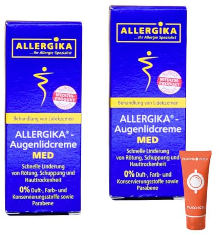 Allergika Augenlidcreme MED, 15 ml I zur Behandlung von Lidekzemen I Linderung von Rötung, Schuppung und Hauttrockenheit I Spar-Set plus Pharma Perle give-away (2x 15 ml)