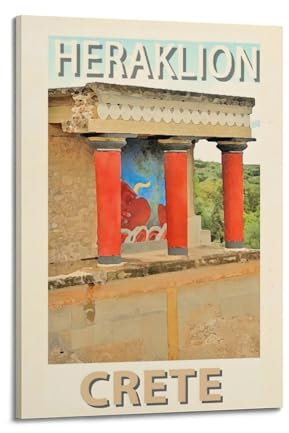 HAYZE Poster, Motiv: Heraklion Kreta, Vintage-Stil, dekoratives Leinwandbild, Wand- und Kunstposter, Gemälde, 60 x 90 cm